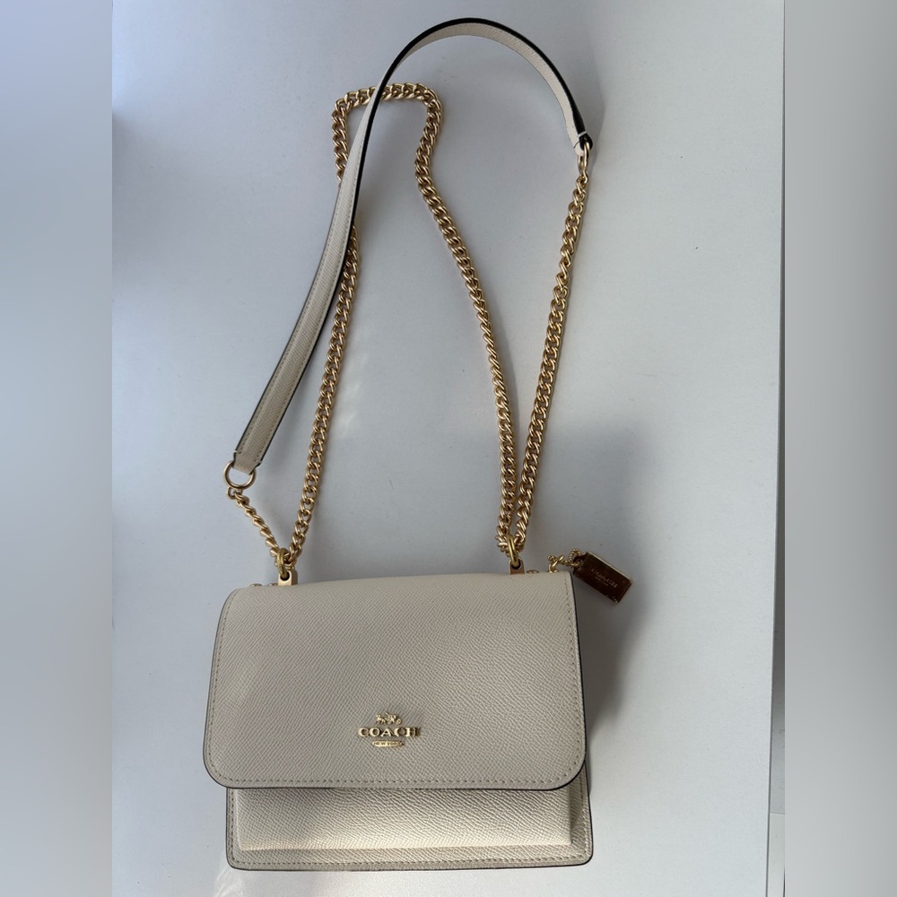 Coach Beige Crossbody Bag with Gold Chain